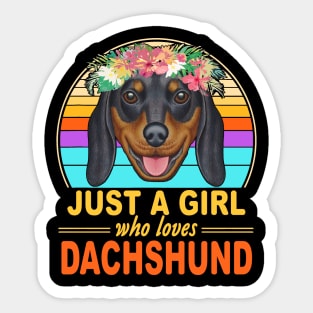 Just A Girl Who Loves Dachshund Vintage Sticker